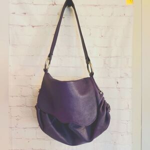 Carlos Falchi Deep Purple Leather Shoulder Bag